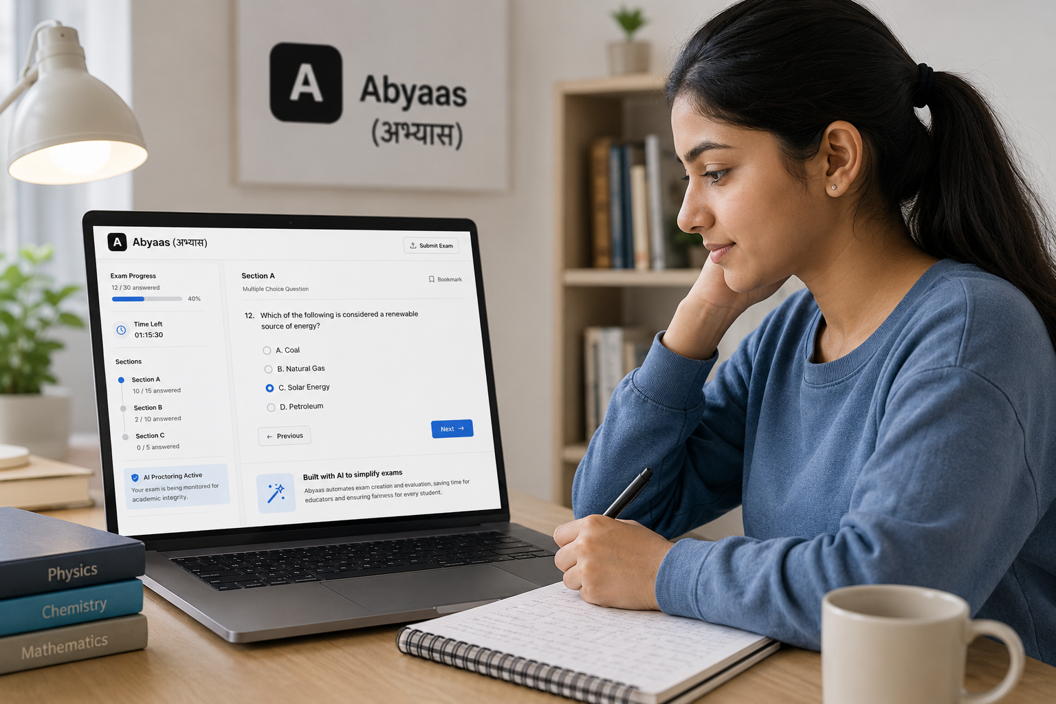Student using Abhyas platform